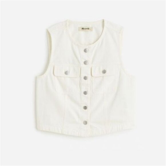 Madewell White Cropped Denim Vest – Airy Edition, Size M, NWT - Picture 3 of 6